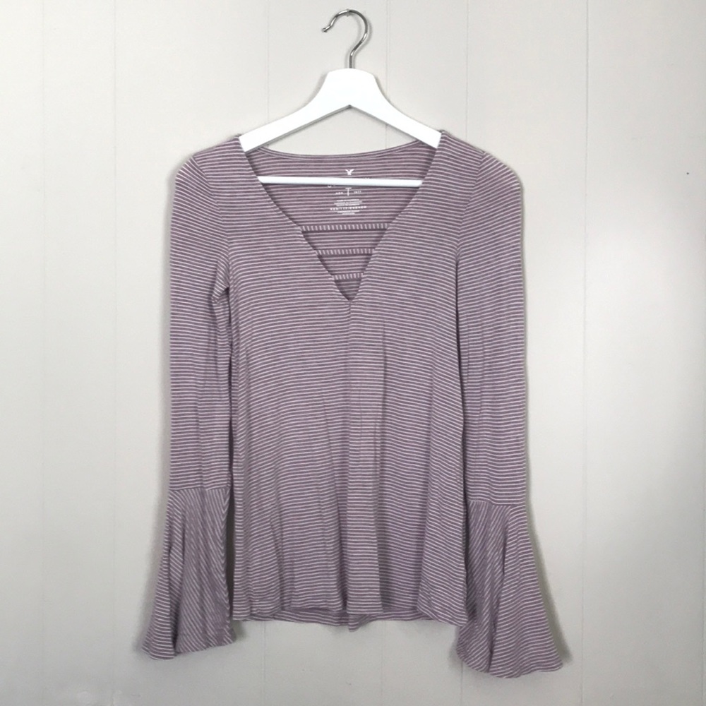 Long Bell Sleeve Striped AE Tee